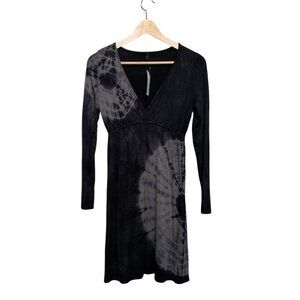 VTG Miss Match Women’s Dress Babydoll Empire Waist Tie-Dye Black Beige Y2K Sz L‎